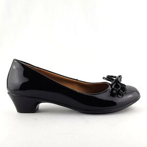 Sofft Eüro Soft Black Patent Leather Heeled Ballerinas Pump Size 6M